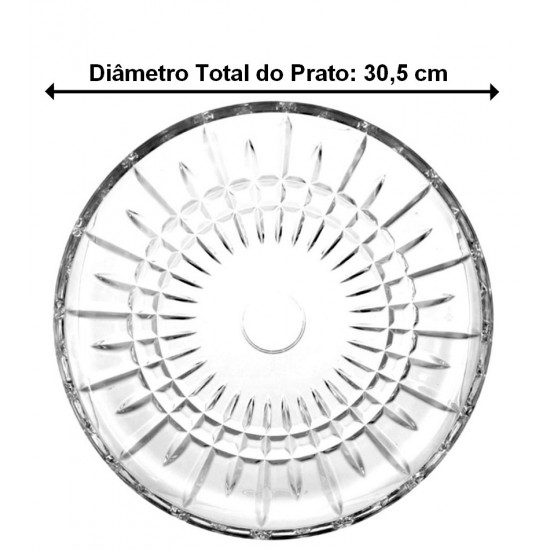 Prato de Bolo e Pudim 30,5cm Lines em Cristal Ecológico